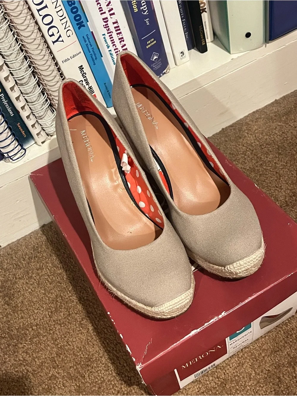 Merona Neutral Canvas Espadrille Wedge Pumps